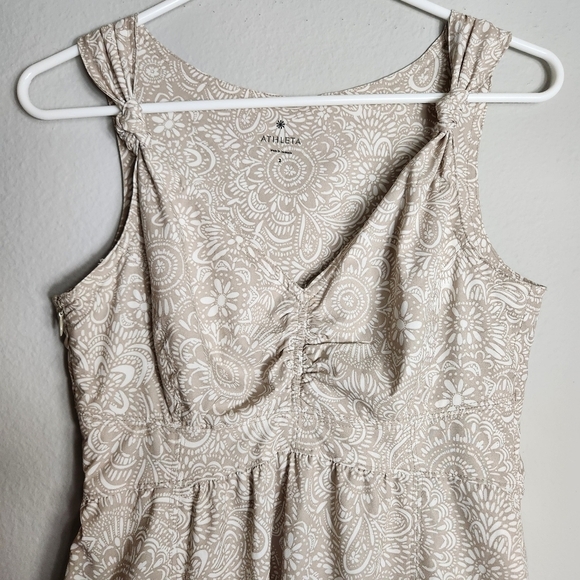 Athleta Womens Nearly Knotical Beige Paisley Floral Sleeveless Dress-Size 2 - Picture 7 of 9